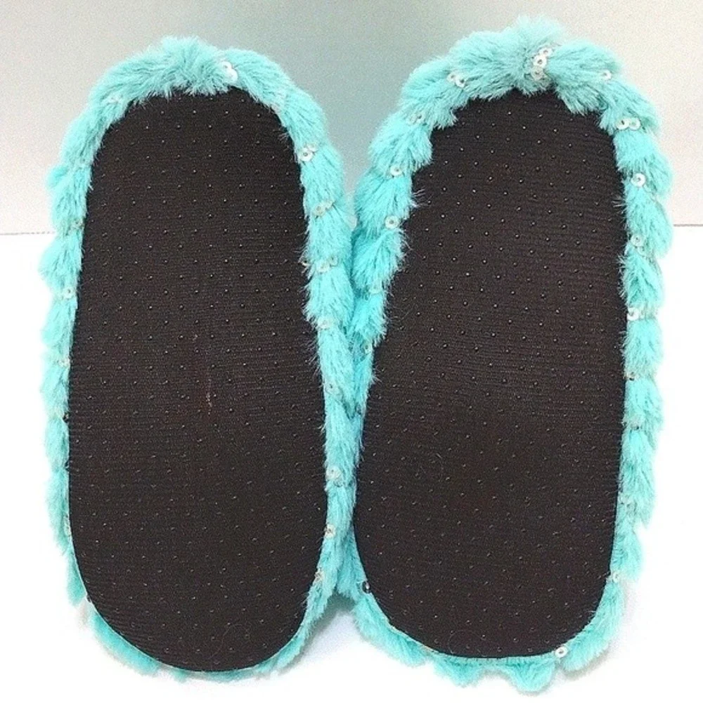 Total Girl Plush Slipper Booties With Faux Fur Lining Small/Medium